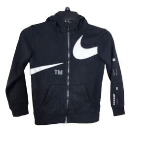 Nike Boys Hoodie Sweatshirt Size 7 Large Full Zip Big Logo Graphic TM Swoosh